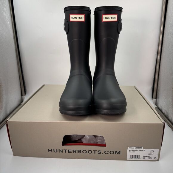 Hunter Women's Original Short Boot Black Matte US 9 Waterproof, Rain Boot New - Picture 1 of 16